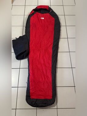 The North Face Red and Black Mummy-Style Sleeping Bag